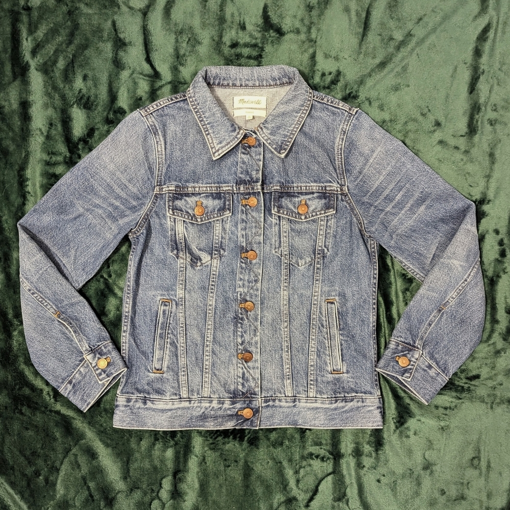 Madewell Trucker Denim Jacket Med Blue Wash Women's Med Long Sleeve F0370